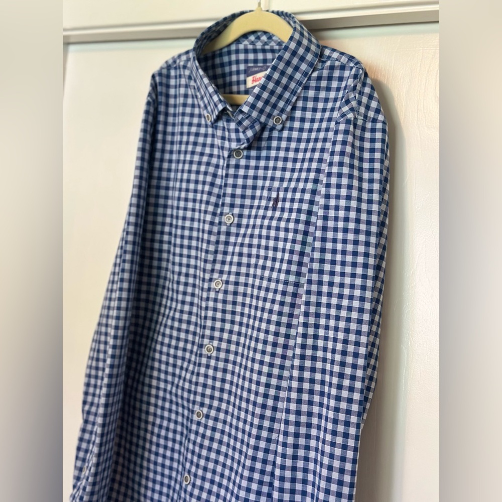 Johnnie-O Boys Size 14 Blue Gingham Button Down Preppy School Church Shirt